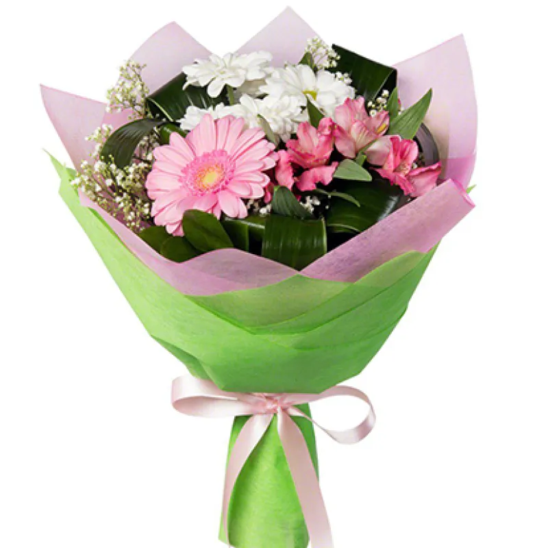 Букет с хризантемой, герберой и альстромерией, доставка Енисейск